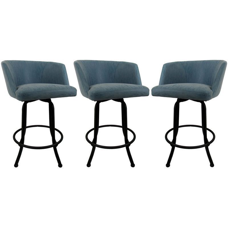 Joey Mojave Grey Swivel Counter Stool with Powder-Coated Metal Frame