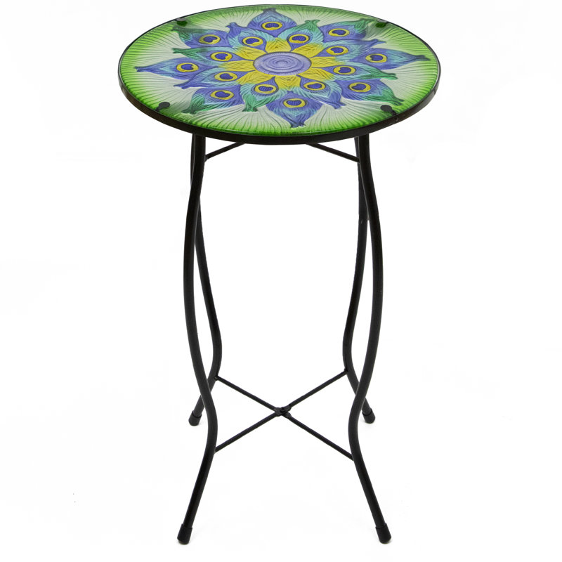 Table d'appoint 19 po Green and Blue Peacock