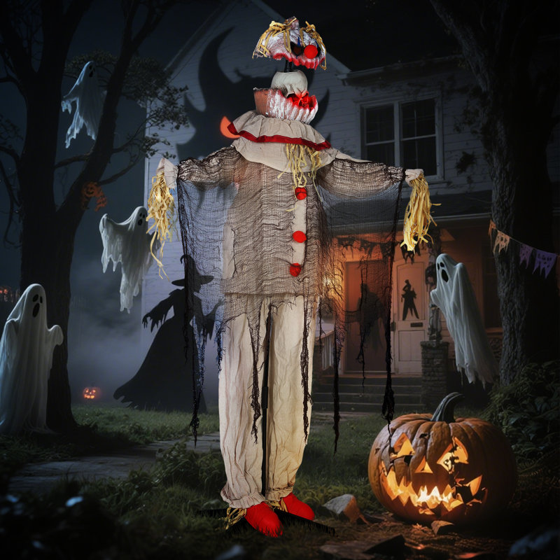 68 "Clown citrouille animé d'Halloween grandeur nature, accessoires de fête d'intérieur 68"