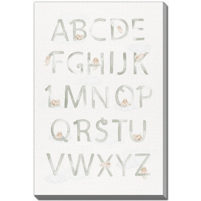 «Sheep Alphabet Green», art mural sur toile, H 28 po x l 22 po