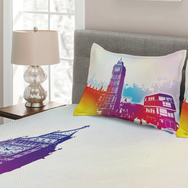 Eclectic Polyester Coverlet, King Bedspread + 2 Shams
