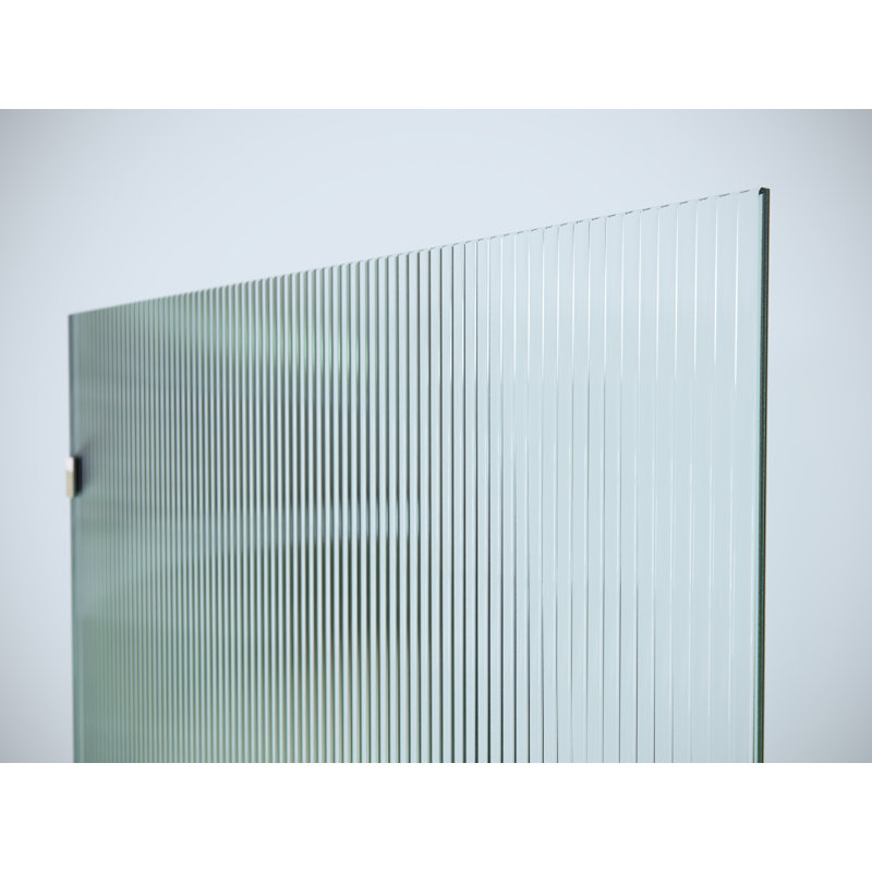 Gaia 34 in. x 58.25 in. Frameless Fluted Single Fixed Bath Panel, Polished Chrome