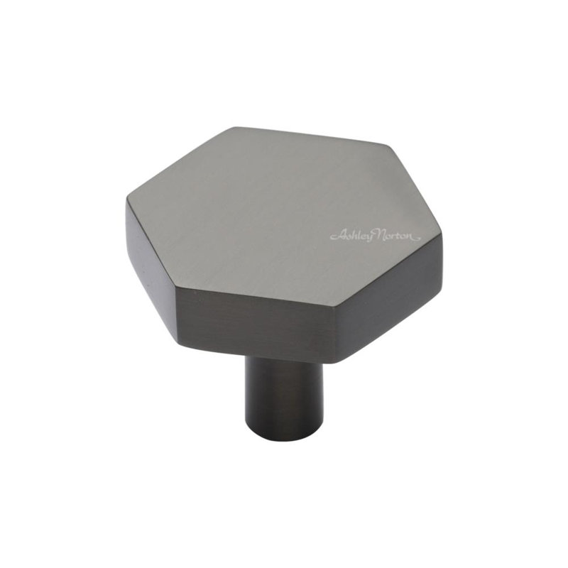Modern Flat Black Hexagonal Brass Cabinet Knob