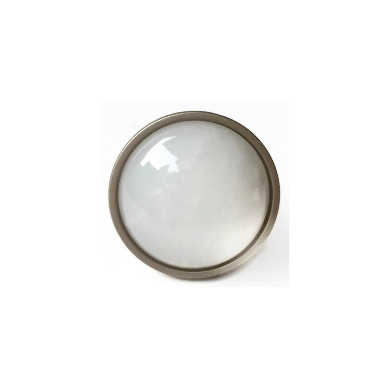 Mushroom Knob, Satin Nickel/White