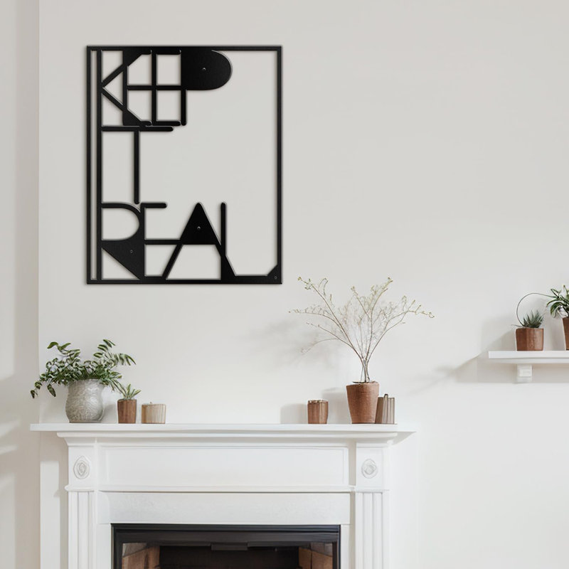 Décoration murale en métal, Noir, H 20 po x l 16 po x P 0,05 po