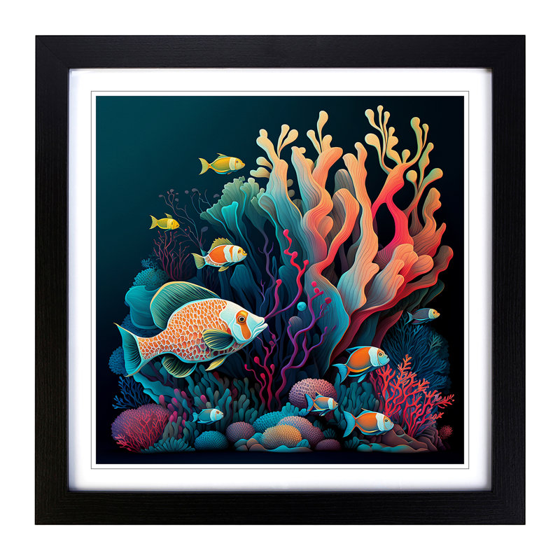 Coral Reef Neo-Traditional - Framed Print, Black