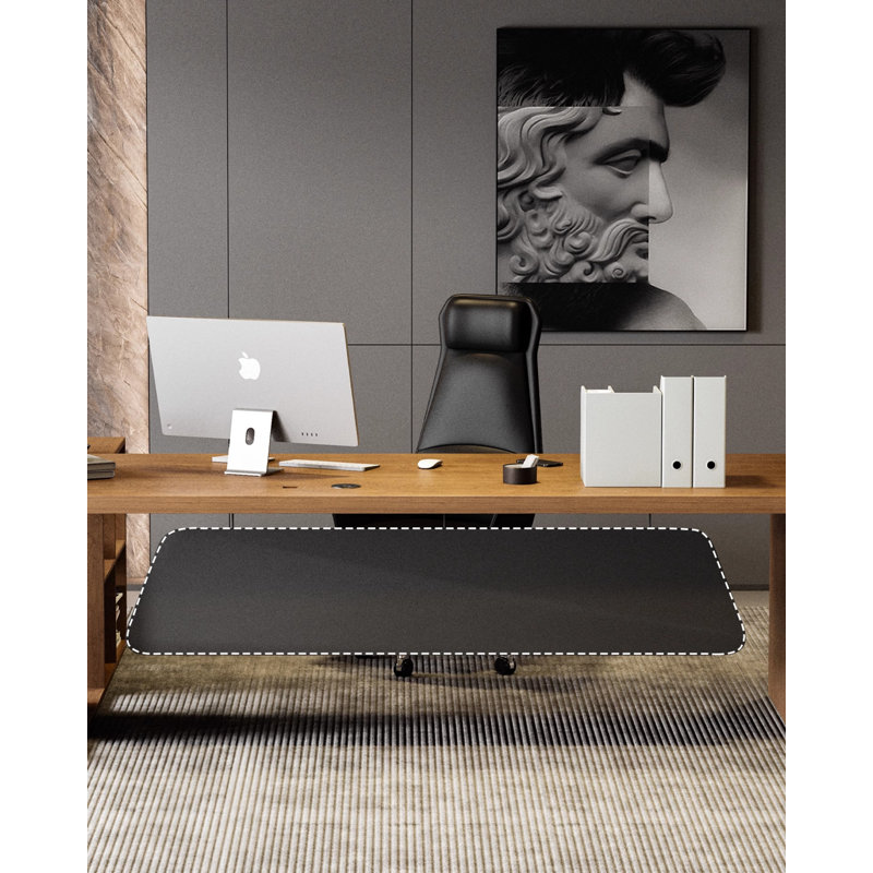 Bureau en L en bois massif avec chicane, H 29,53 po x l 90,55 po x P 55,12 po