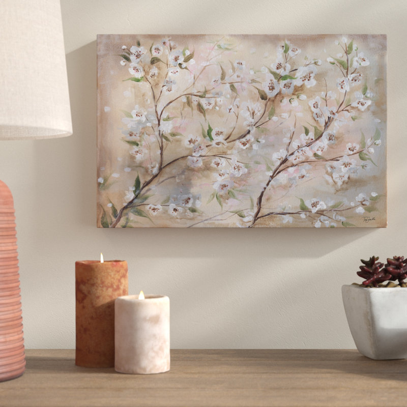 « cerise fleurs iii », reproduction d’impression sur toile tendue, 16 po x 24 po