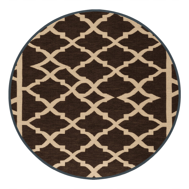Tapis noir en treillis lavable à la machine, Rond 3 pi