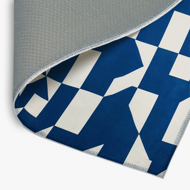 Tapis d'intérieur et d'extérieur à carreaux bleu, Rectangulaire 2 pi x 3 pi