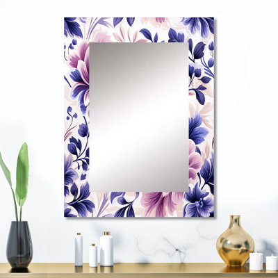 Moroccan Damask Poppies Intrigue - miroir mural damassé, miroir décoratif bohème, impression d'art en métal