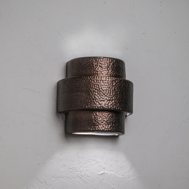 Cammi Flush Mount Ceramic Outdoor Wall Lights, LED Bulb Included, Rubbed Copper, 10" H x 10" W x 6" D