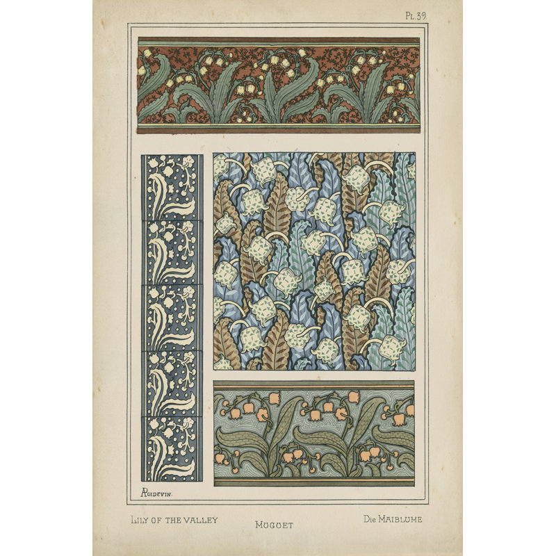 Nouveau Floral Design IV - Wrapped Canvas Print, 46cm H x 30cm W x 3.8cm D