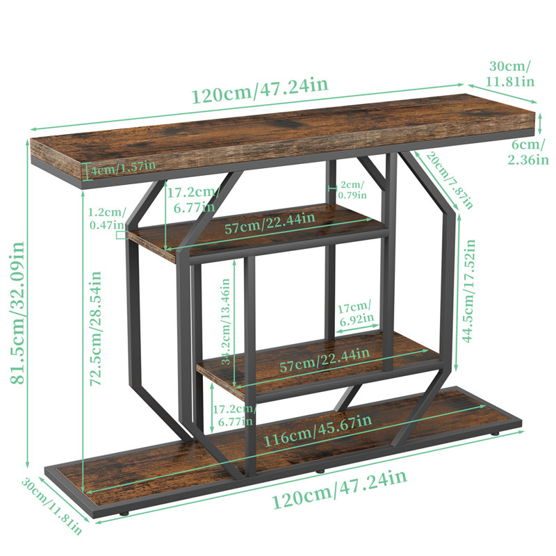 120cm Solid Wood Top Console Table