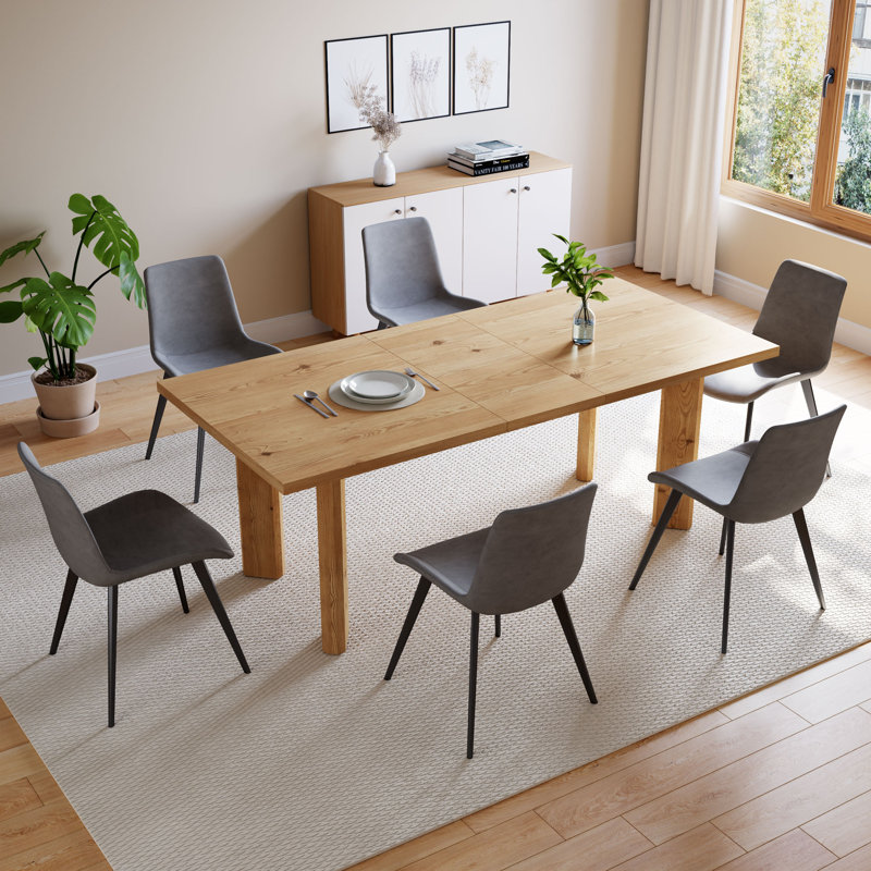 Table de salle à manger extensible pour 6 à 8 personnes, table de cuisine moderne en bois, table rectangulaire pour salle à manger et salon
