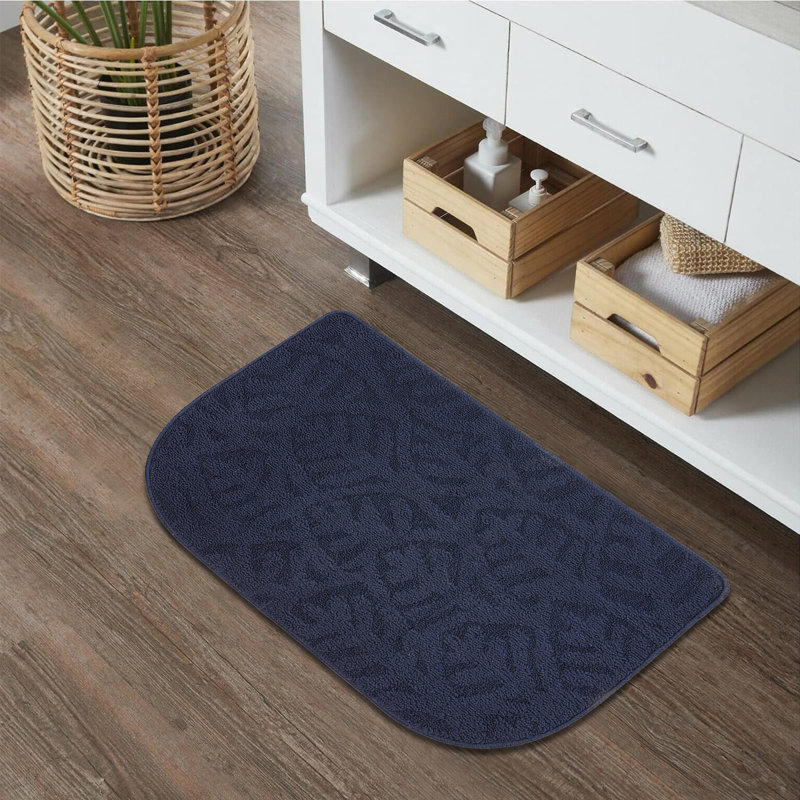 Tapis pour salle de bain Kerven, Bleu marine, L 17 po x L 28 po