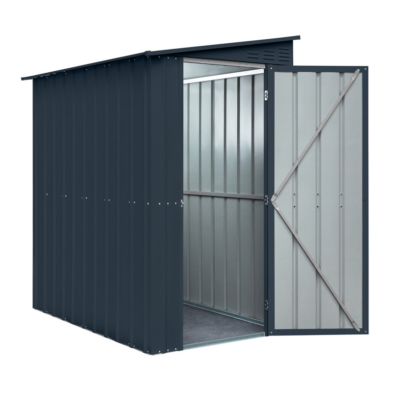 Globel 4 X 6 Lean-To Green Metal Shed, Grey
