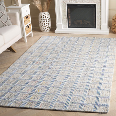 Ebony Hand Tufted Wool Pile Plaid Rug