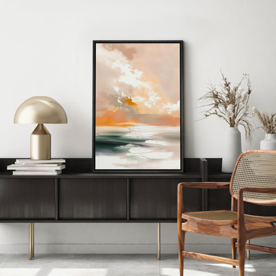Motifs abstraits et colorés «Coucher de soleil serein sur l'océan, paysage paisible»