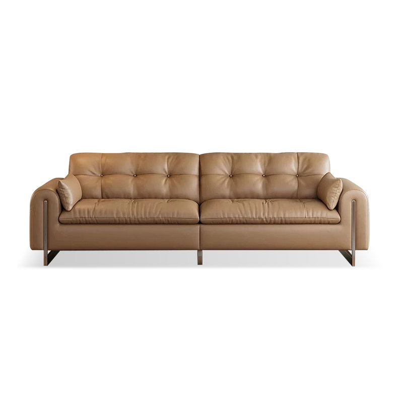 Causeuse-coussin modulaire en cuir véritable kaki, L 86,61 po