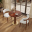 Table de salle à manger ronde rétro avec base luxueuse en laiton et plateau en bois massif