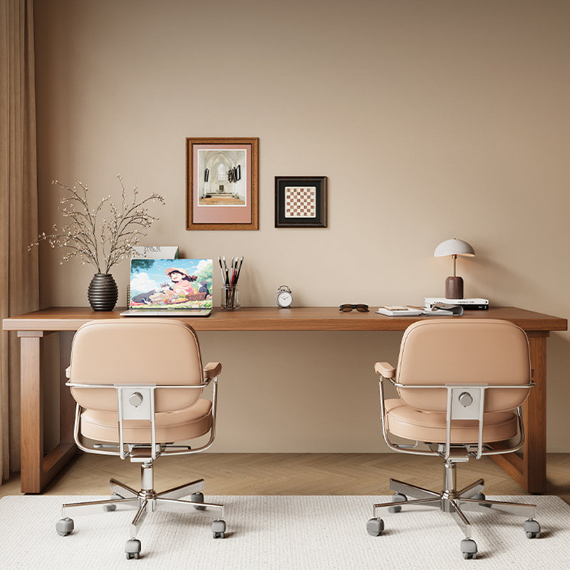 Black Rectangular Solid Wood writing desk, 29.53" H x 78.74" W x 27.56" D, Black Walnut