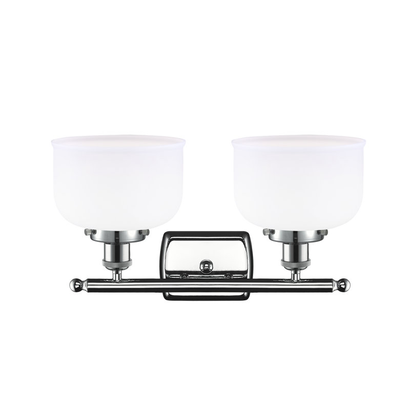 Éclairage pour meuble-lavabo de 8 po à 2 lumières Ballston Urban Bell, Blanc mat, DEL, Chrome poli