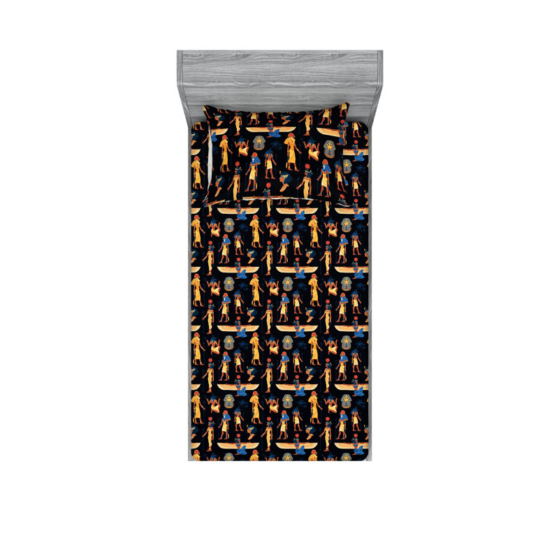 Drap-housse et taie décorative Ambesonne, Ensemble de draps pour lit simple avec 1 taie d'or