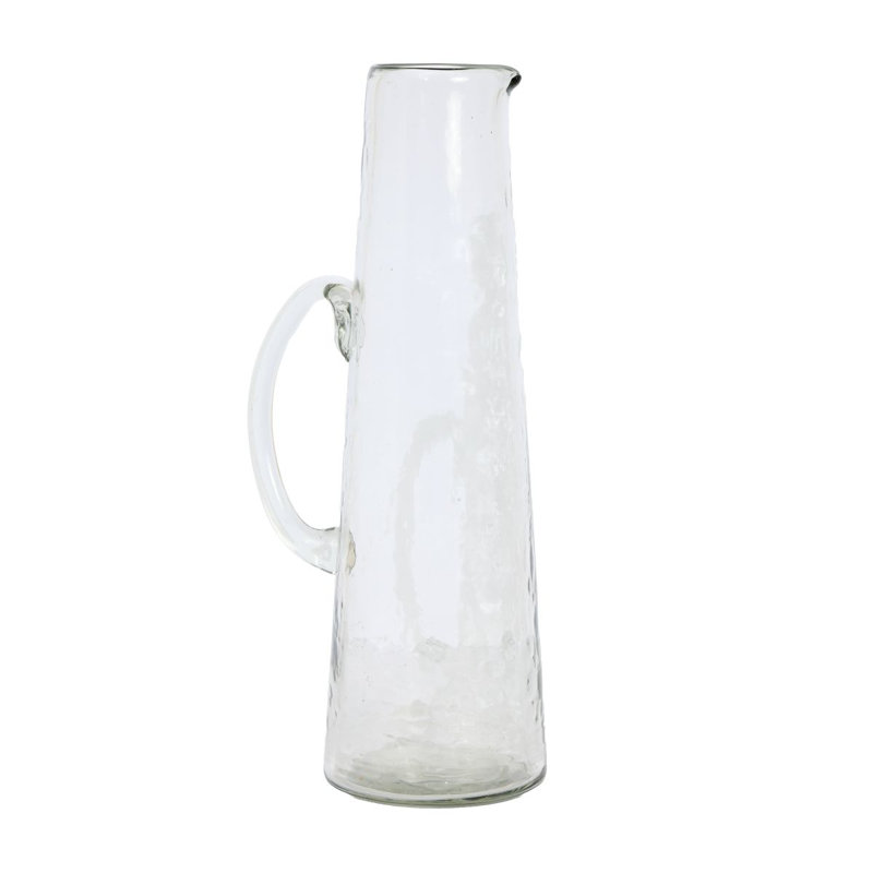Tall Hammered Glass Carafe/ Pitcher 12.5"x 4"