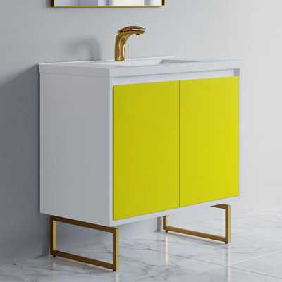 Fidelina 36'' Single Bathroom Vanity with Ceramic Top