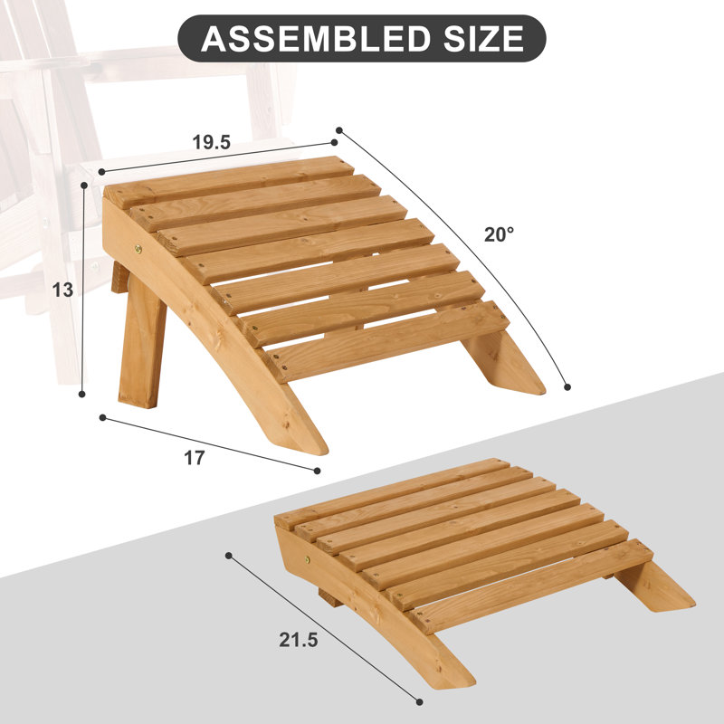 Repose-pieds Adirondack pliant en bois, repose-pieds de patio pour jardin, pelouse, cour, piscine, plage, foyer, Marron clair