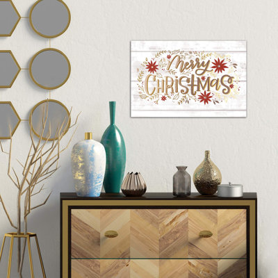Christmas Lettered Joy III by Loni Harris - Wrapped Canvas Print