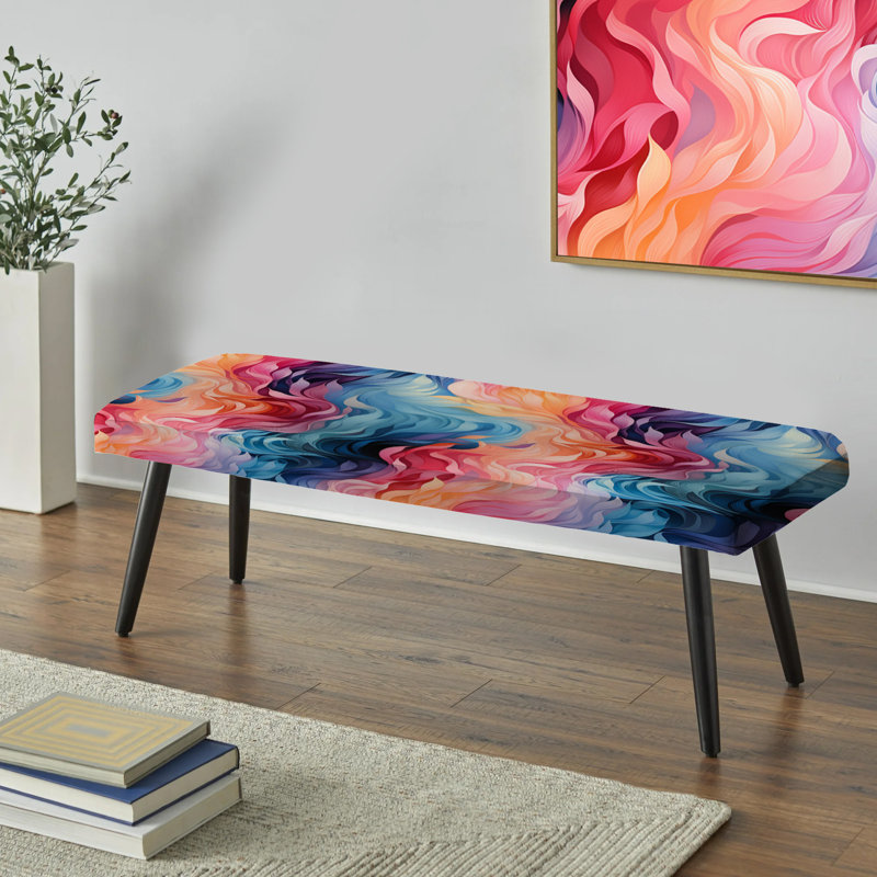 Rose et bleu tourbillons électriques infusez - banc noir tapissier abstrait