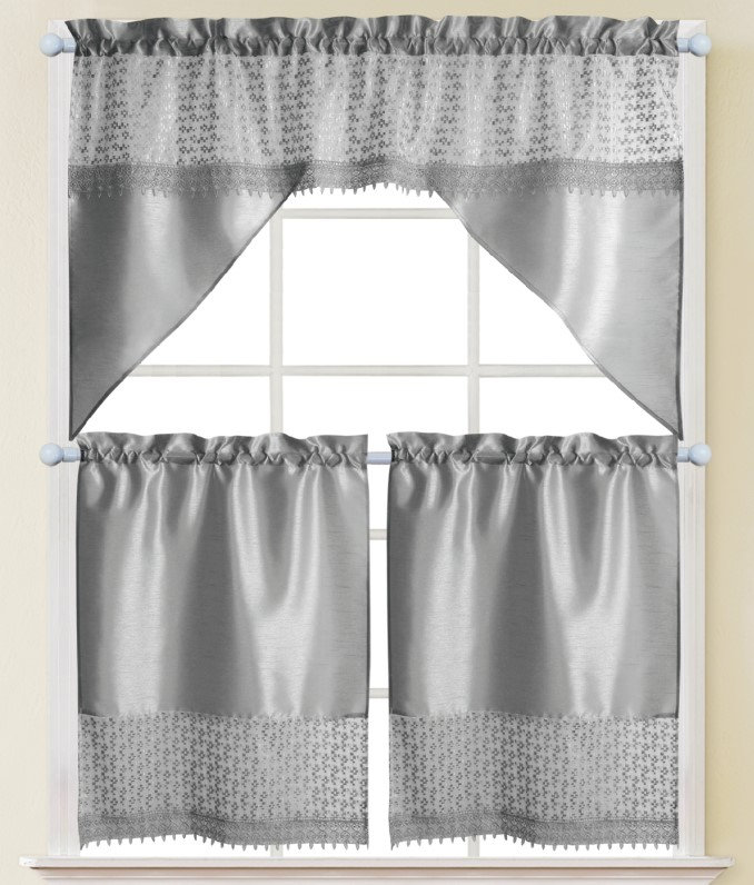 Ensemble de rideaux de cuisine Skylin, Argent
