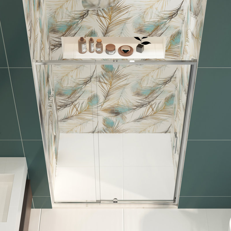 privdr 44"-48" x 71" H Pivot Swing Semi-Frameless Shower Door, Chrome