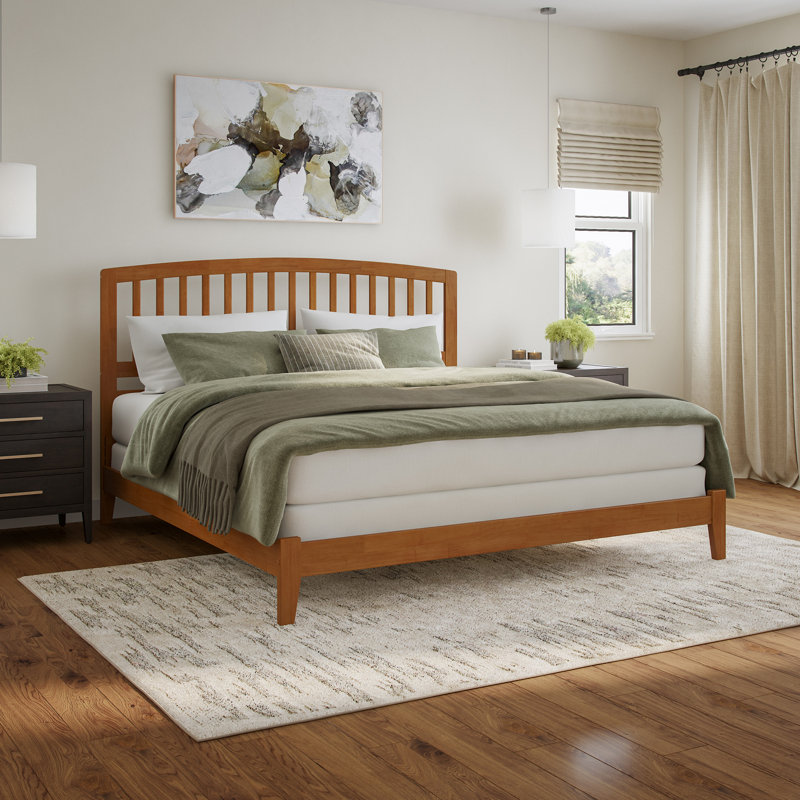 Bharmal Solid Wood Foundation Bed, King, Light Toffee