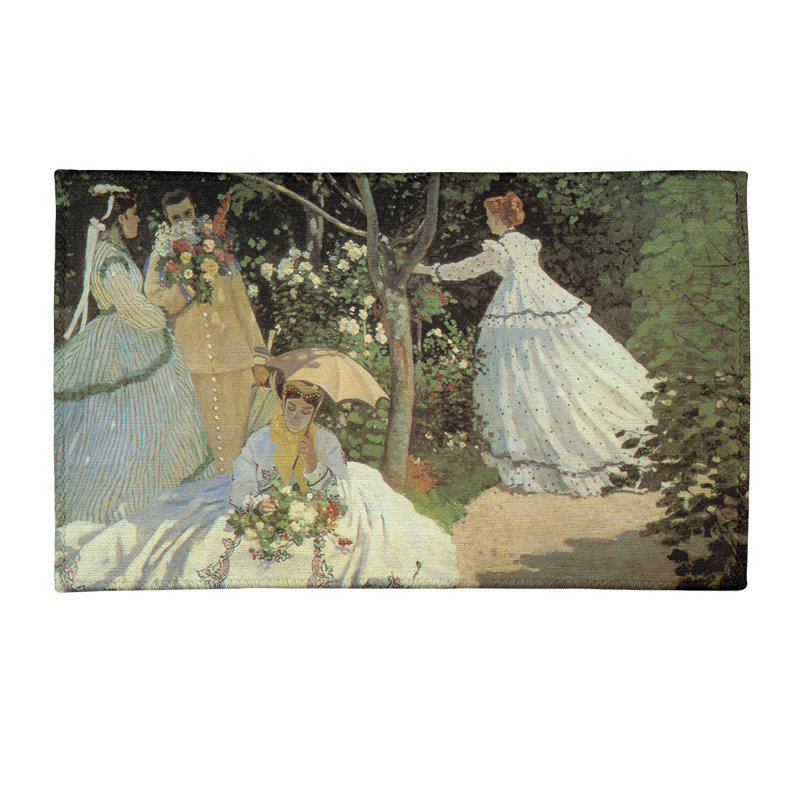 Tapis de jardin vert/beige/rouge, Rectangle 3 pi x 5 pi