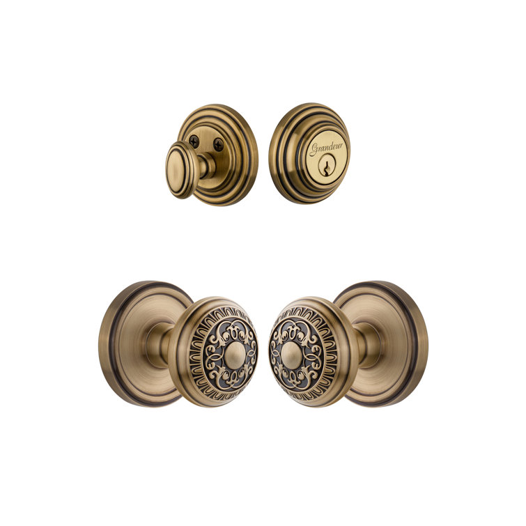 Georgetown Rosette Complete Entry Set with Single Cylinder Deadbolt and Windsor Knob