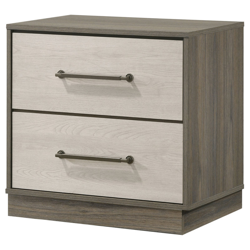 Litchfield 2-drawer Nightstand Bedside Table Grey Oak