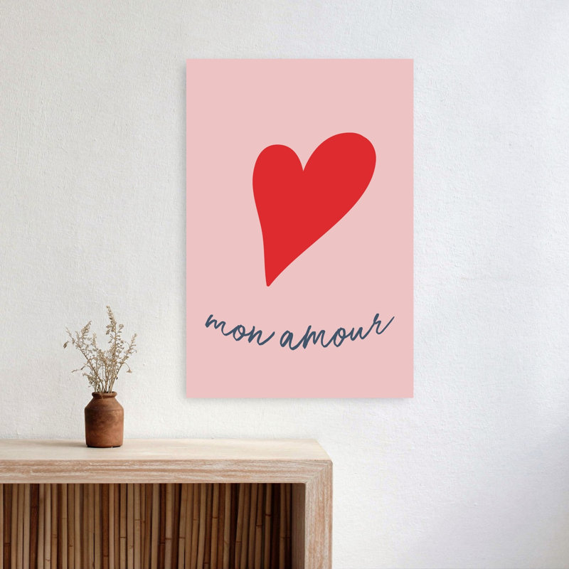 Monamourpinkred Ratioiso Impression d'art mural abstrait et contemporain romantique, 24" H x 16" W