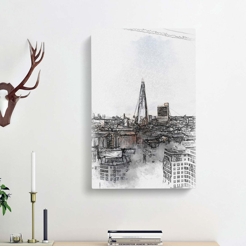 The London Skyline With The Shard In Abstract - Wrapped Canvas Print, 60cm H x 40cm W x 3cm D