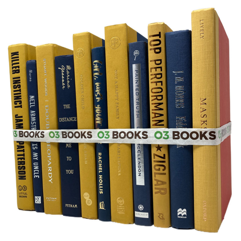 Decorative Books, Yellow/Navy Blue