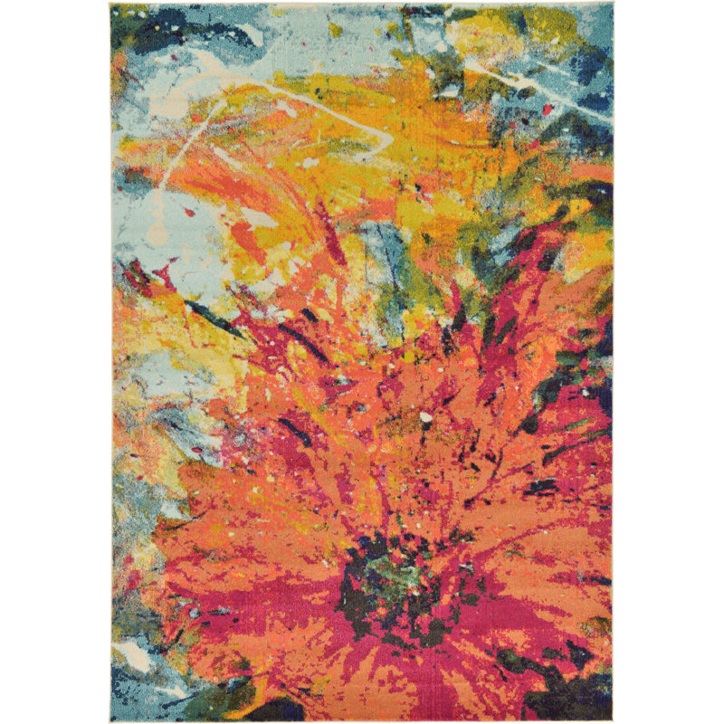 Glenarden Washable Abstract Indoor Rug, Rectangle 7'1" x 10'