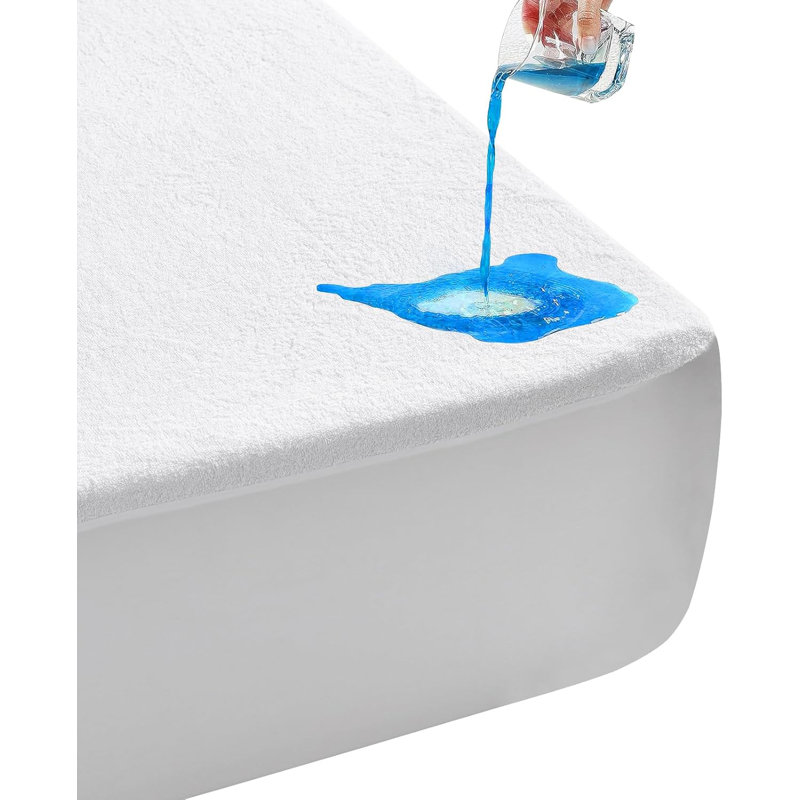  Waterproof Mattress Protector, Premium Cotton Terry, Soft Noiseless Washable Bed Mattress Cover With 6"-21" Deep Pocket, 21"