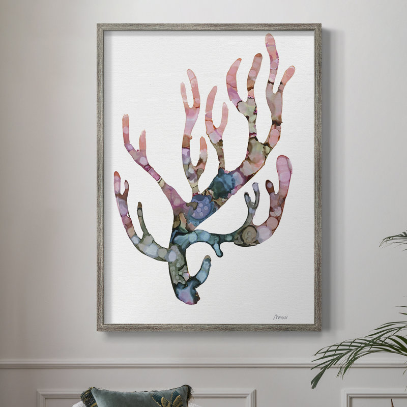 Sea Coral II, reproduction encadrée - bois massif, H 15 po x l 12 po