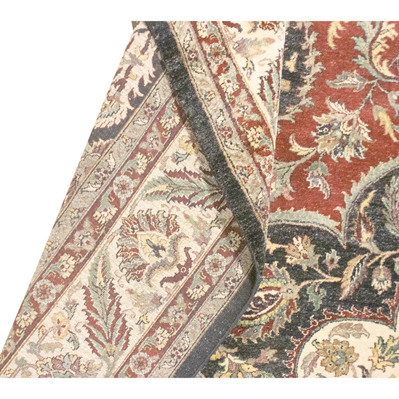 High-Quality Hand-Knotted Black And Cream Area Rug