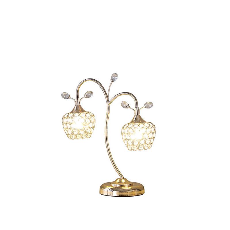 Lampe de table 17,25 "en or rose à 2 fleurs Bell Glam