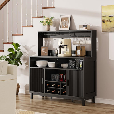 47.2" W Home Bar Furniture With Removable Wine Rack, Glass Holder