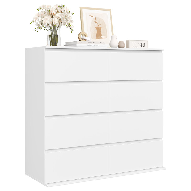 8 Drawer 41.3" W Wood Double Dresser
