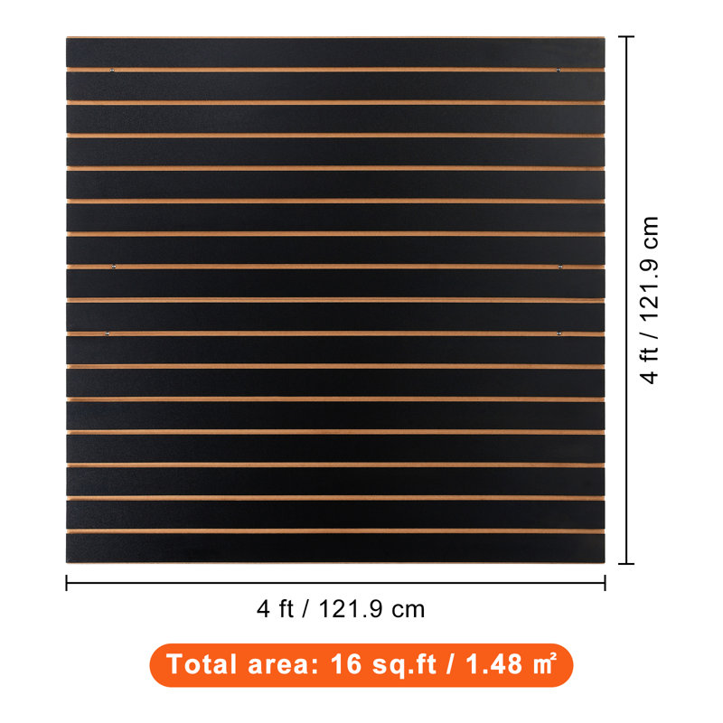 Panneaux de mur à lattes, panneaux de garage noirs de 4 pi